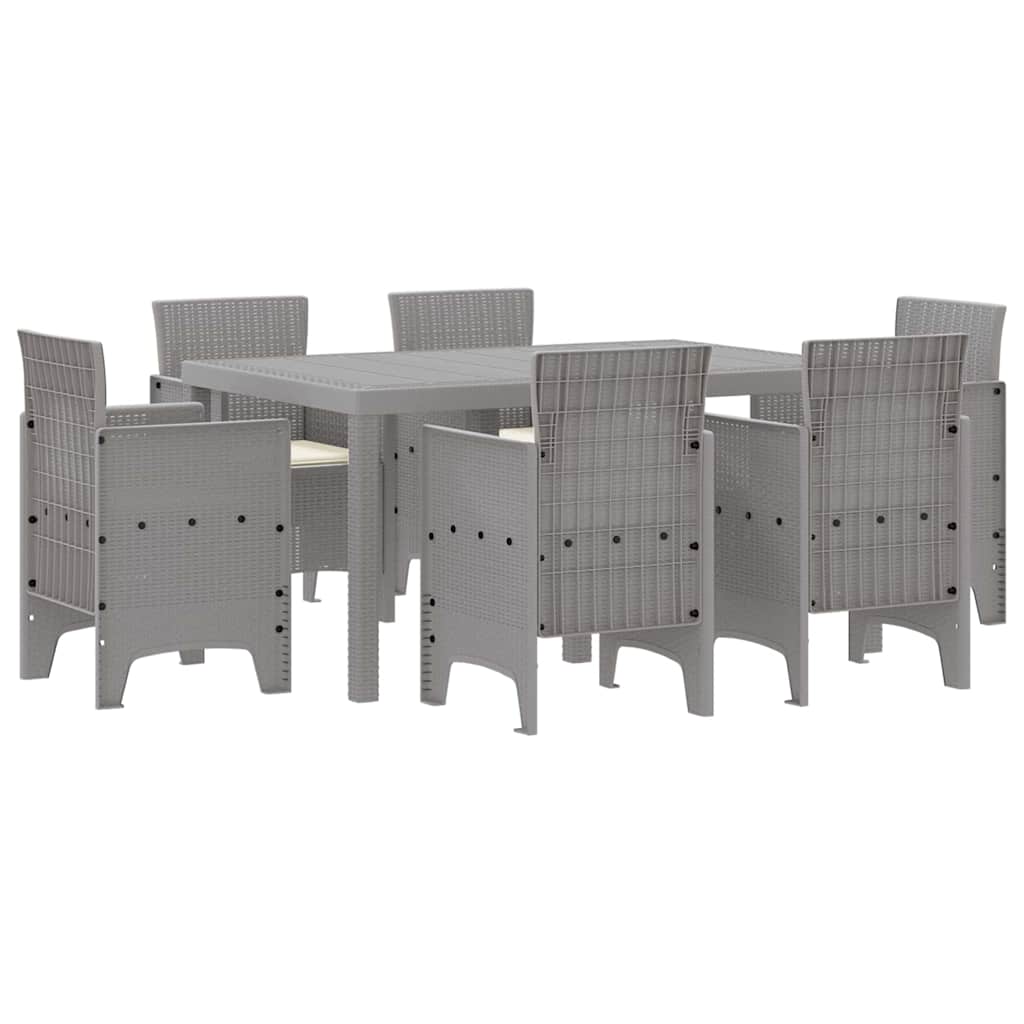 vidaXL Zestaw do jadalni w ogrodzie 7 szt. Jasnoszary Rattan Polt