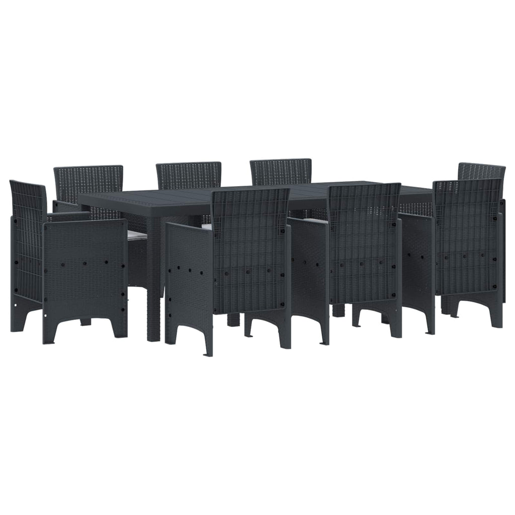 vidaXL Zestaw do jadalni w ogrodzie 9 pcs antracytowy polipropylen