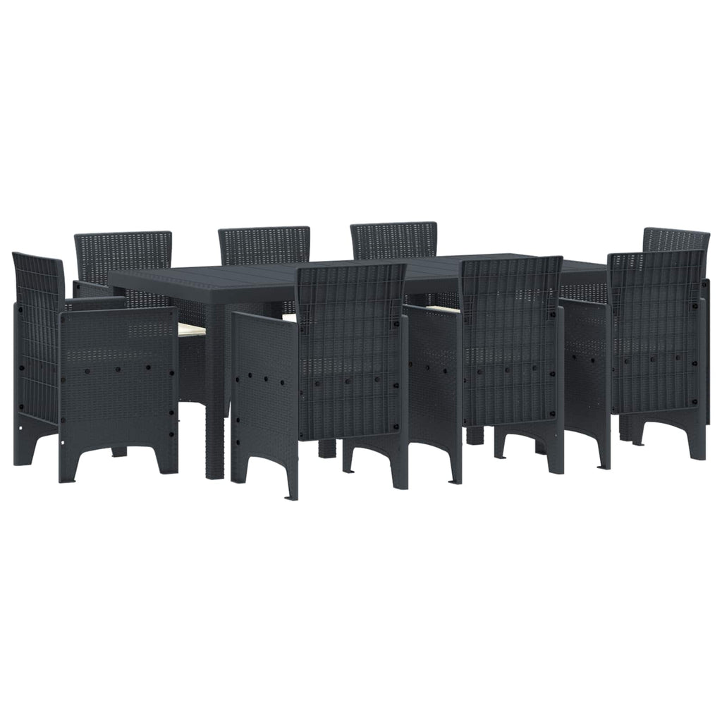 vidaXL Zestaw do jadalni w ogrodzie 9 pcs antracytowy polipropylen