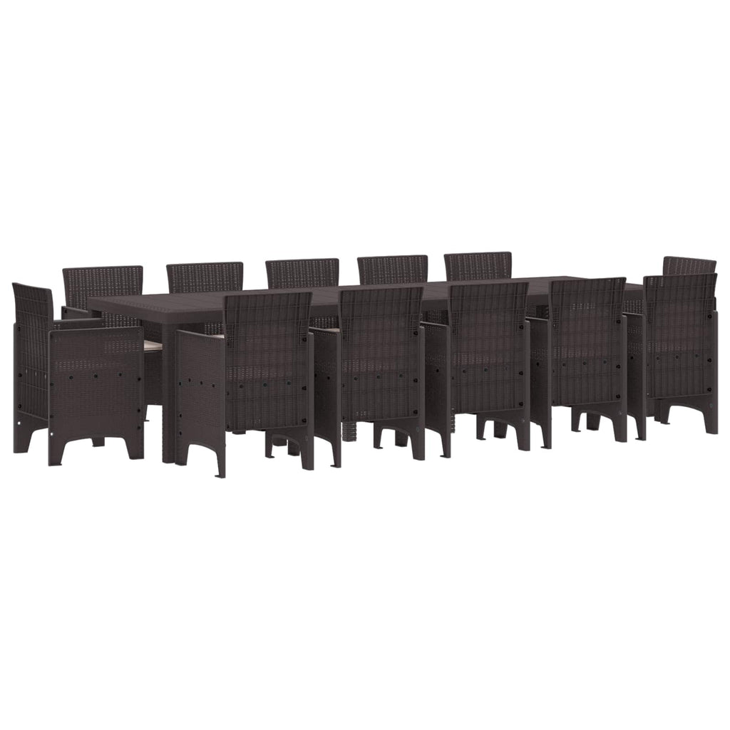 vidaXL Zestaw do jadalni w ogrodzie 13 pcs Brązowy i Taupe Polirattan