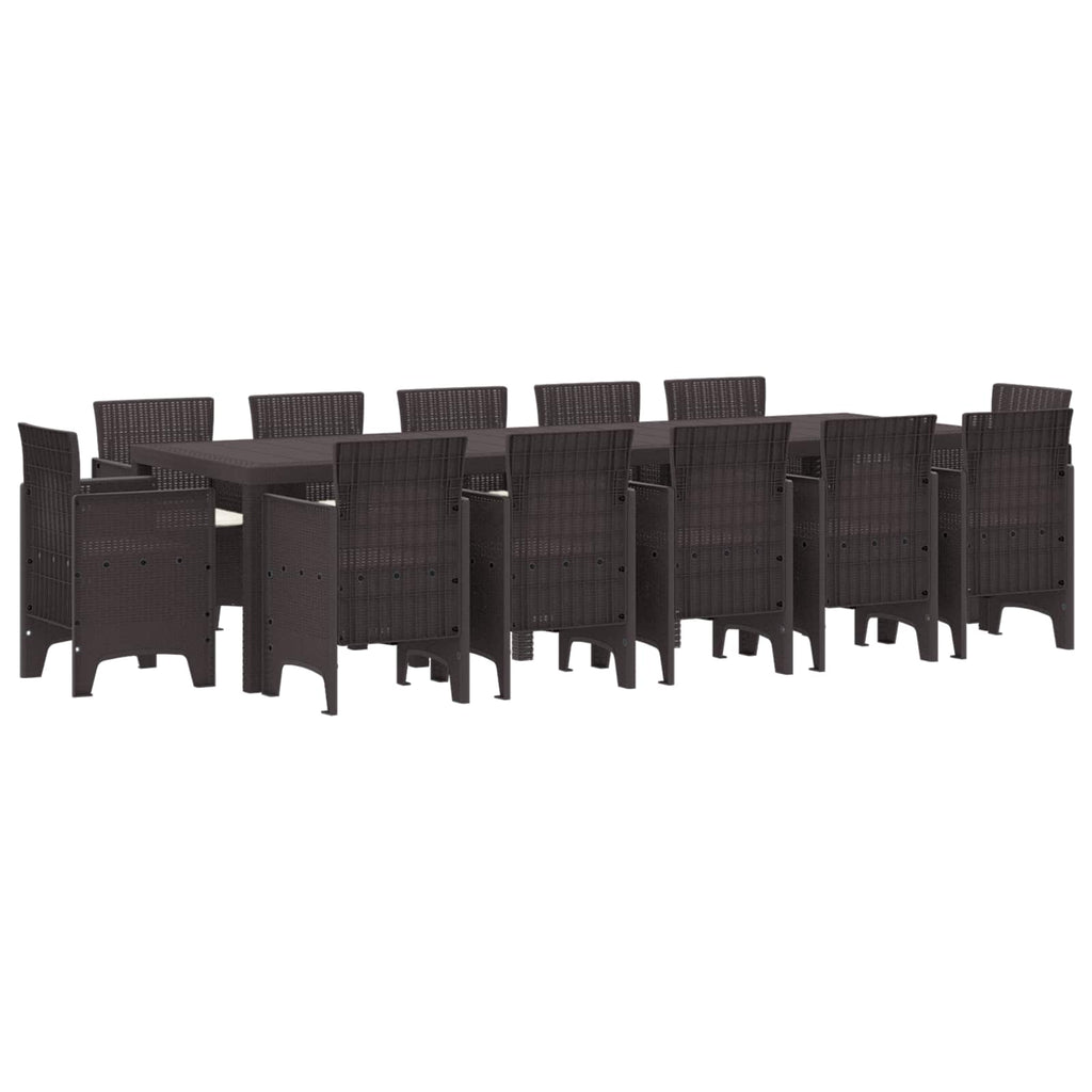 vidaXL Zestaw do jadalni w ogrodzie z poduszką 13 pcs Brązowy rattan