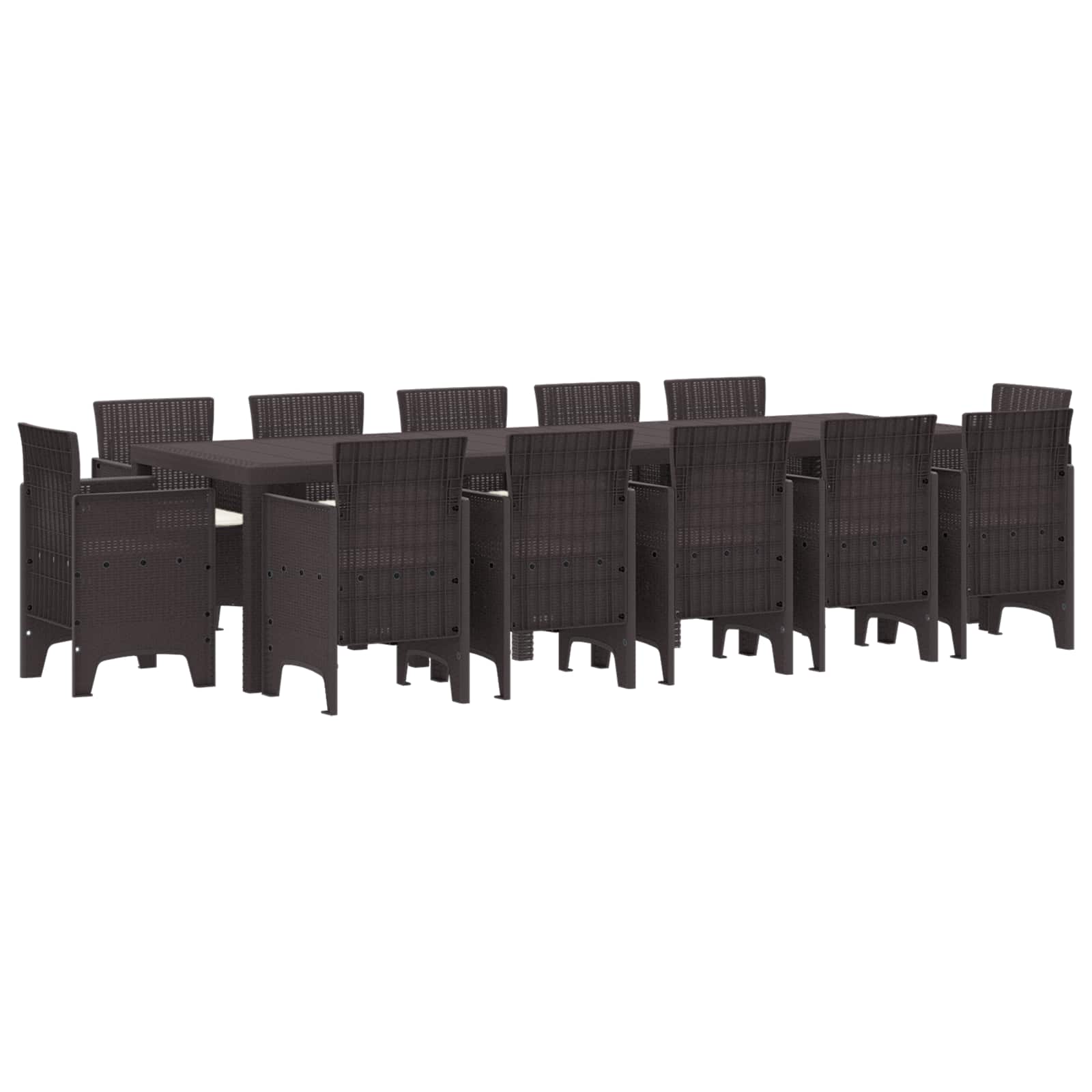 vidaXL Zestaw do jadalni w ogrodzie z poduszką 13 pcs Brązowy rattan