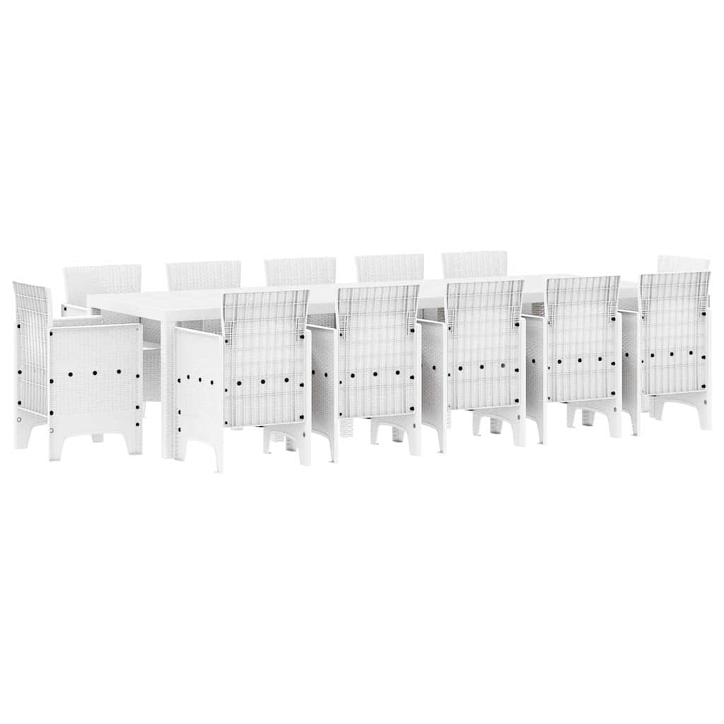 vidaXL Zestaw do jadalni w ogrodzie 13 pcs Biały Polirattan
