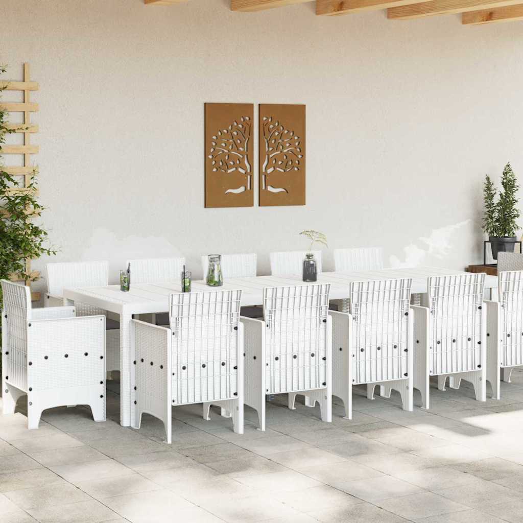 vidaXL Zestaw do jadalni w ogrodzie z poduszką 13 pcs Biały