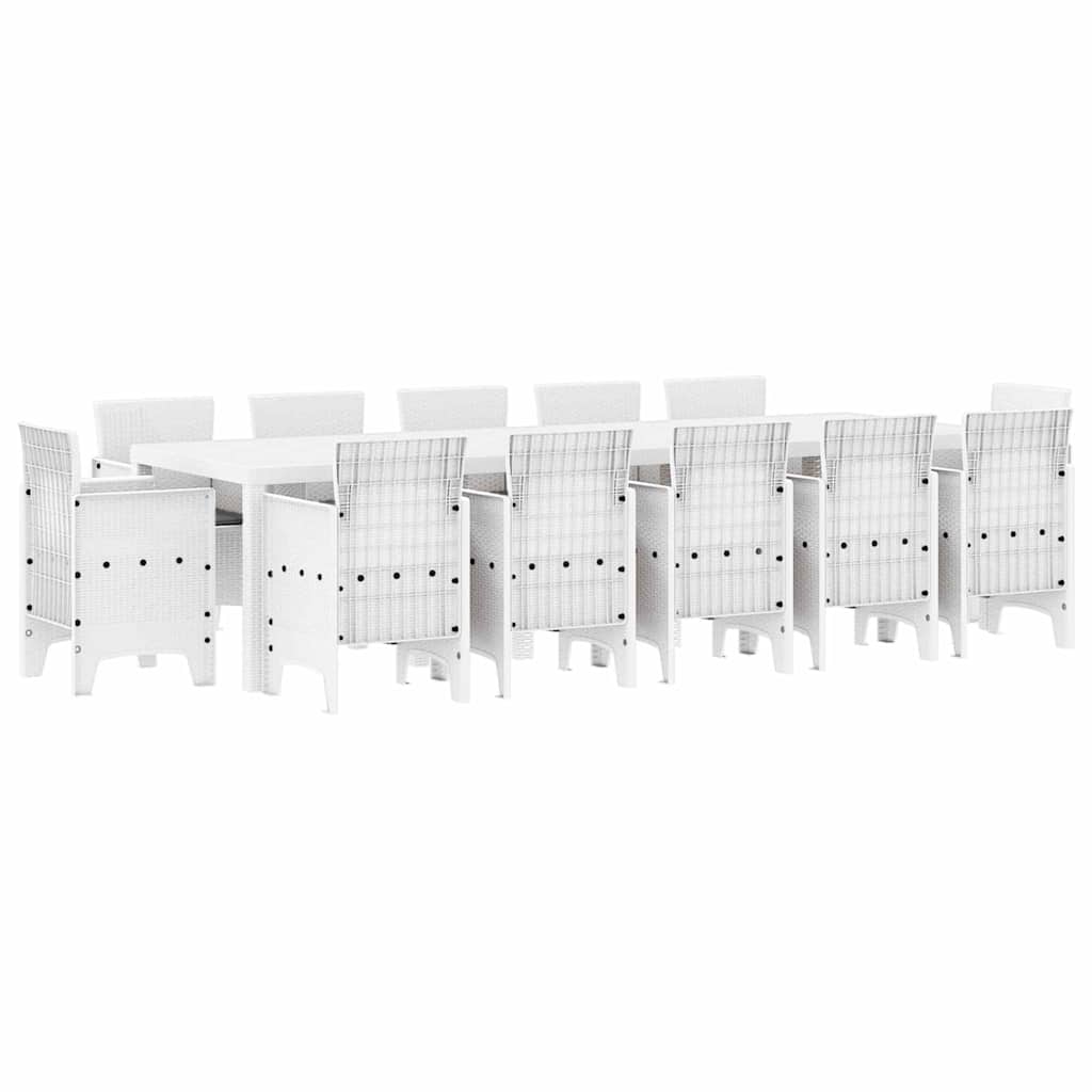 vidaXL Zestaw do jadalni w ogrodzie z poduszką 13 pcs Biały