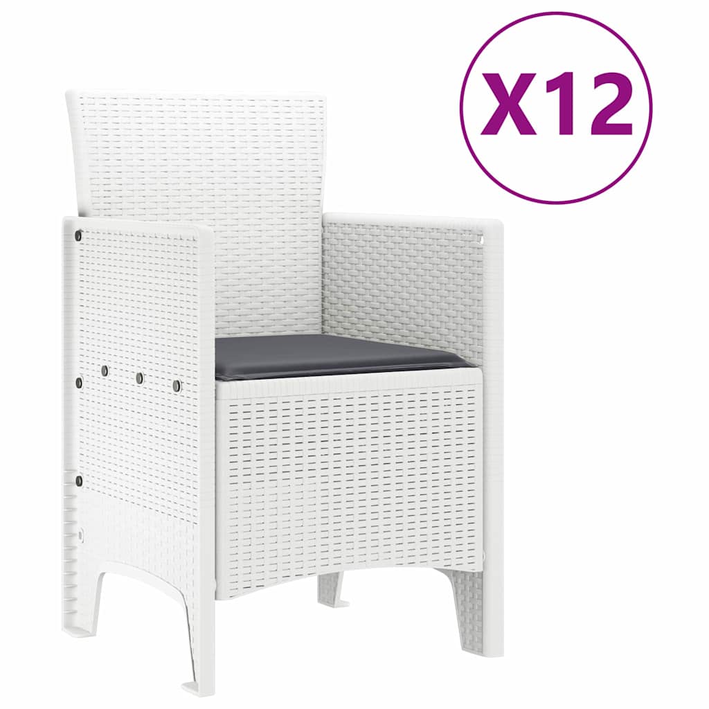 vidaXL Zestaw do jadalni w ogrodzie z poduszką 13 pcs Biały