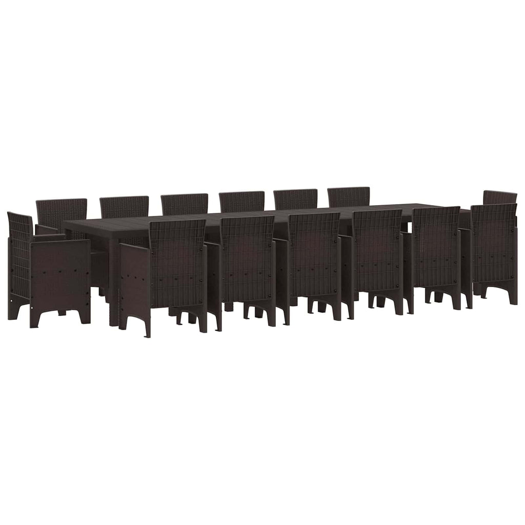 vidaXL Zestaw do jadalni w ogrodzie 15 pcs Brązowy Rattan Polt