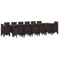 vidaXL Zestaw do jadalni w ogrodzie 15 pcs Brązowy Rattan Polt