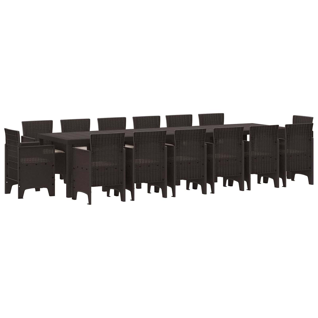 vidaXL Zestaw do jadalni w ogrodzie 15 pcs Brązowy Rattan Polt