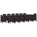 vidaXL Zestaw do jadalni w ogrodzie 15 pcs Brązowy Rattan Polt