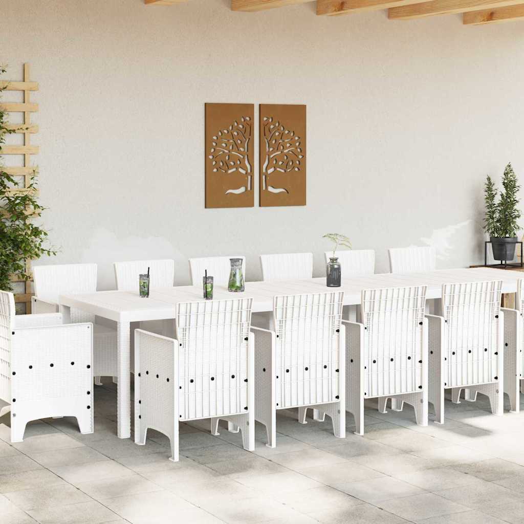 vidaXL Zestaw do jadalni w ogrodzie 15 pcs Biały Rattan Polt