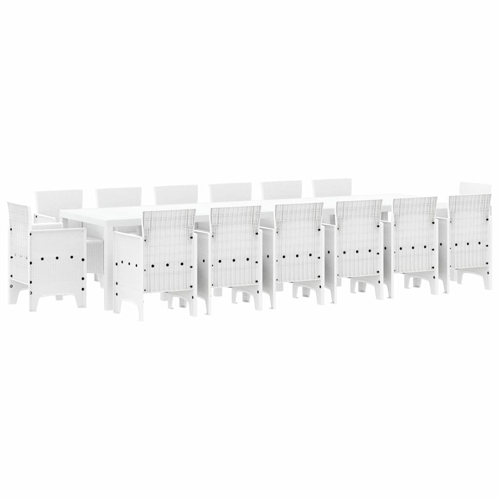 vidaXL Zestaw do jadalni w ogrodzie 15 pcs Biały Rattan Polt
