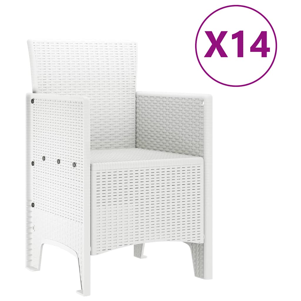 vidaXL Zestaw do jadalni w ogrodzie 15 pcs Biały Rattan Polt