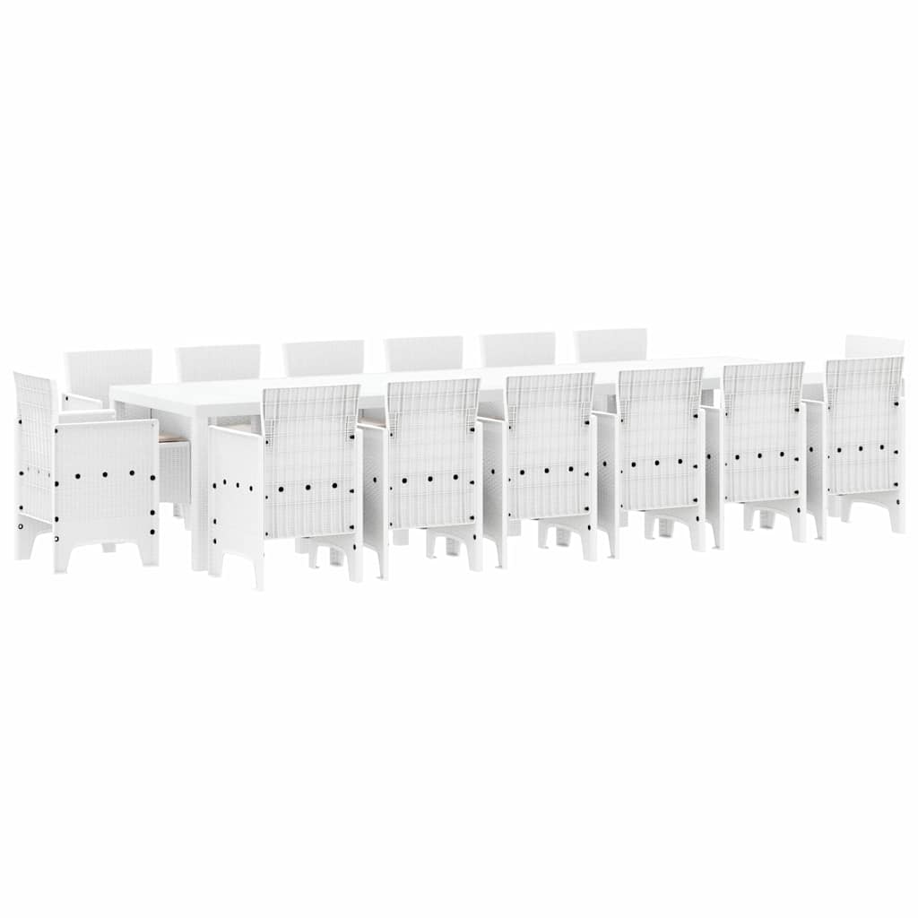 vidaXL Zestaw do jadalni w ogrodzie 15 pcs Biały Rattan Polt