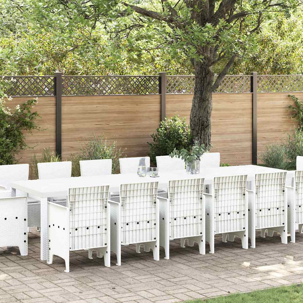vidaXL Zestaw do jadalni w ogrodzie 15 pcs Biały Rattan Polt