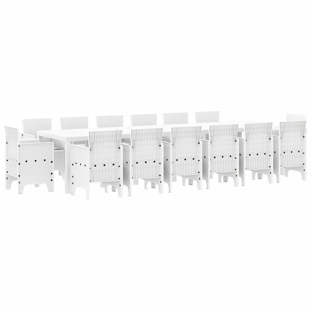 vidaXL Zestaw do jadalni w ogrodzie 15 pcs Biały Rattan Polt