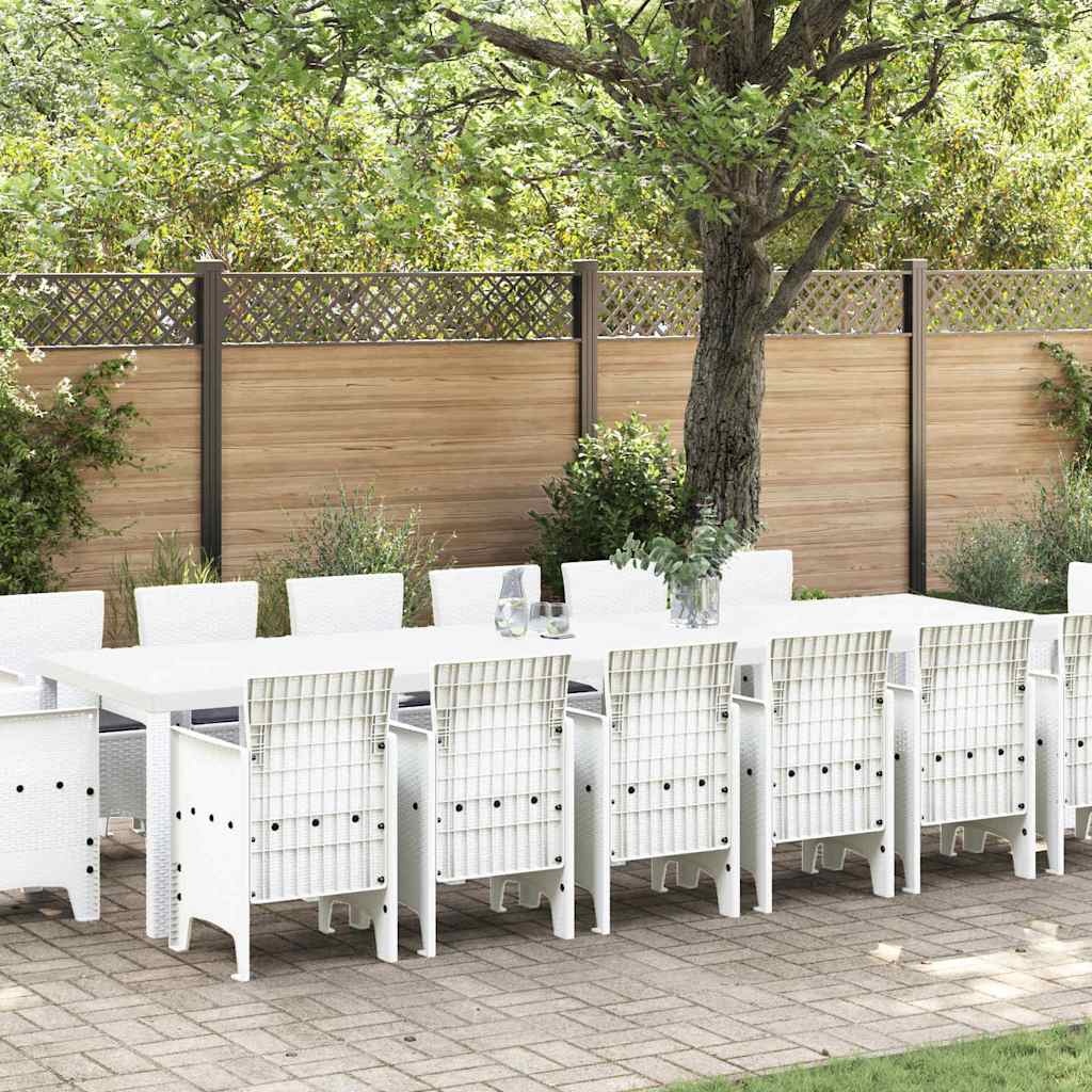 vidaXL Zestaw do jadalni w ogrodzie 15 pcs Biały Rattan Polt