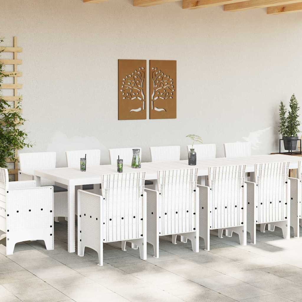 vidaXL Zestaw do jadalni w ogrodzie 15 pcs Biały Rattan Polt