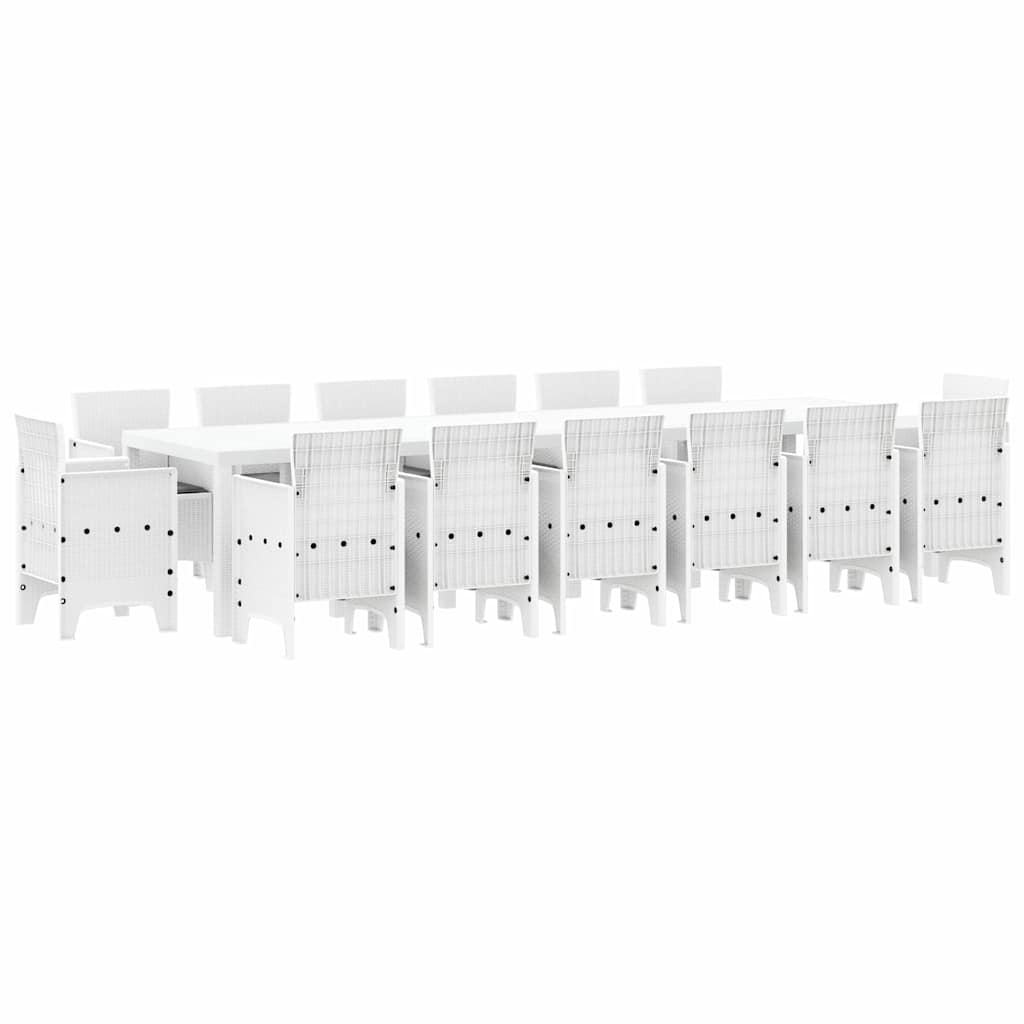 vidaXL Zestaw do jadalni w ogrodzie 15 pcs Biały Rattan Polt
