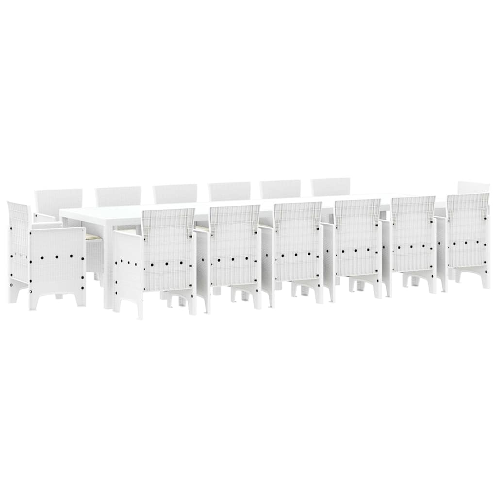 vidaXL Zestaw do jadalni w ogrodzie 15 pcs Biały Rattan Polt