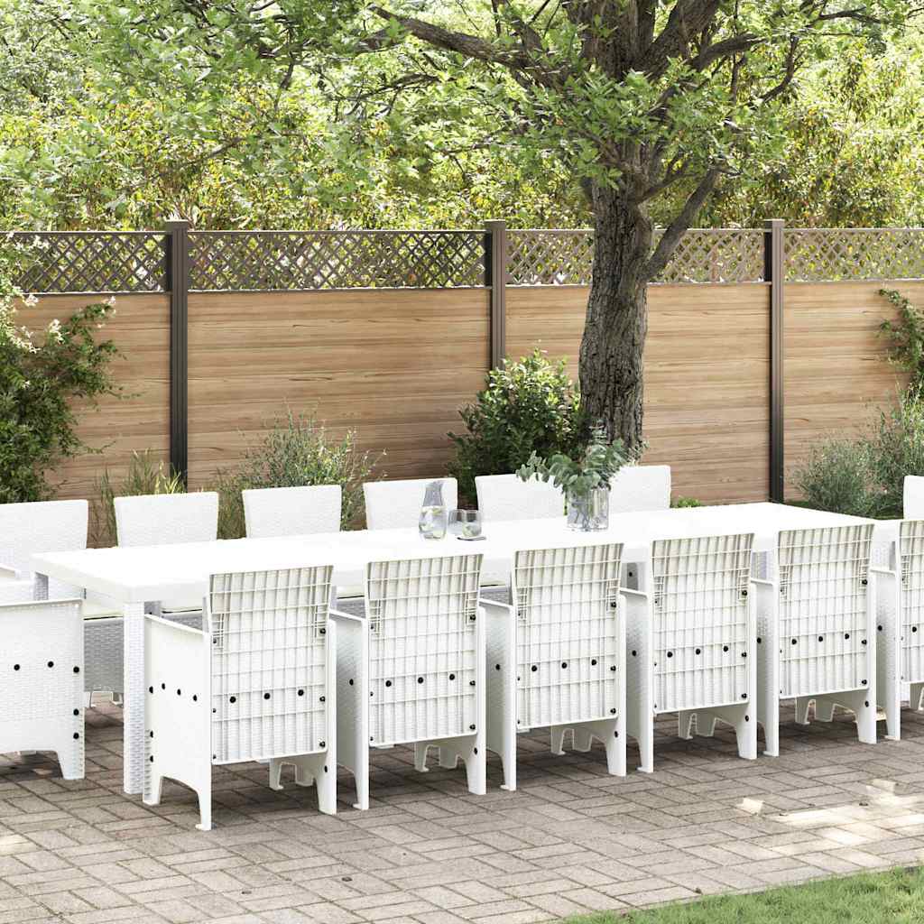 vidaXL Zestaw do jadalni w ogrodzie 15 pcs Biały Rattan Polt