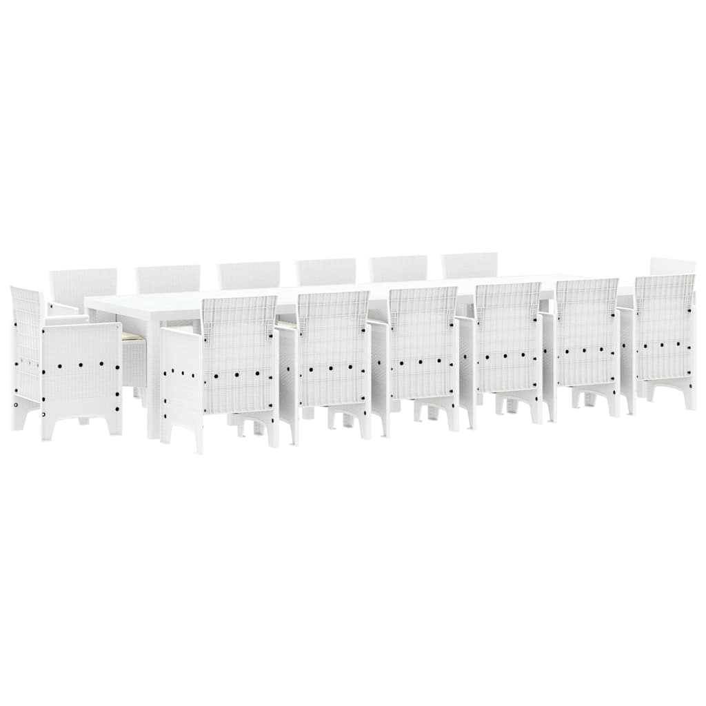 vidaXL Zestaw do jadalni w ogrodzie 15 pcs Biały Rattan Polt