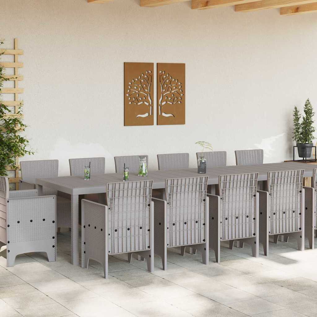 vidaXL Zestaw do jadalni w ogrodzie 15 pcs Jasnoszary Rattan Polt