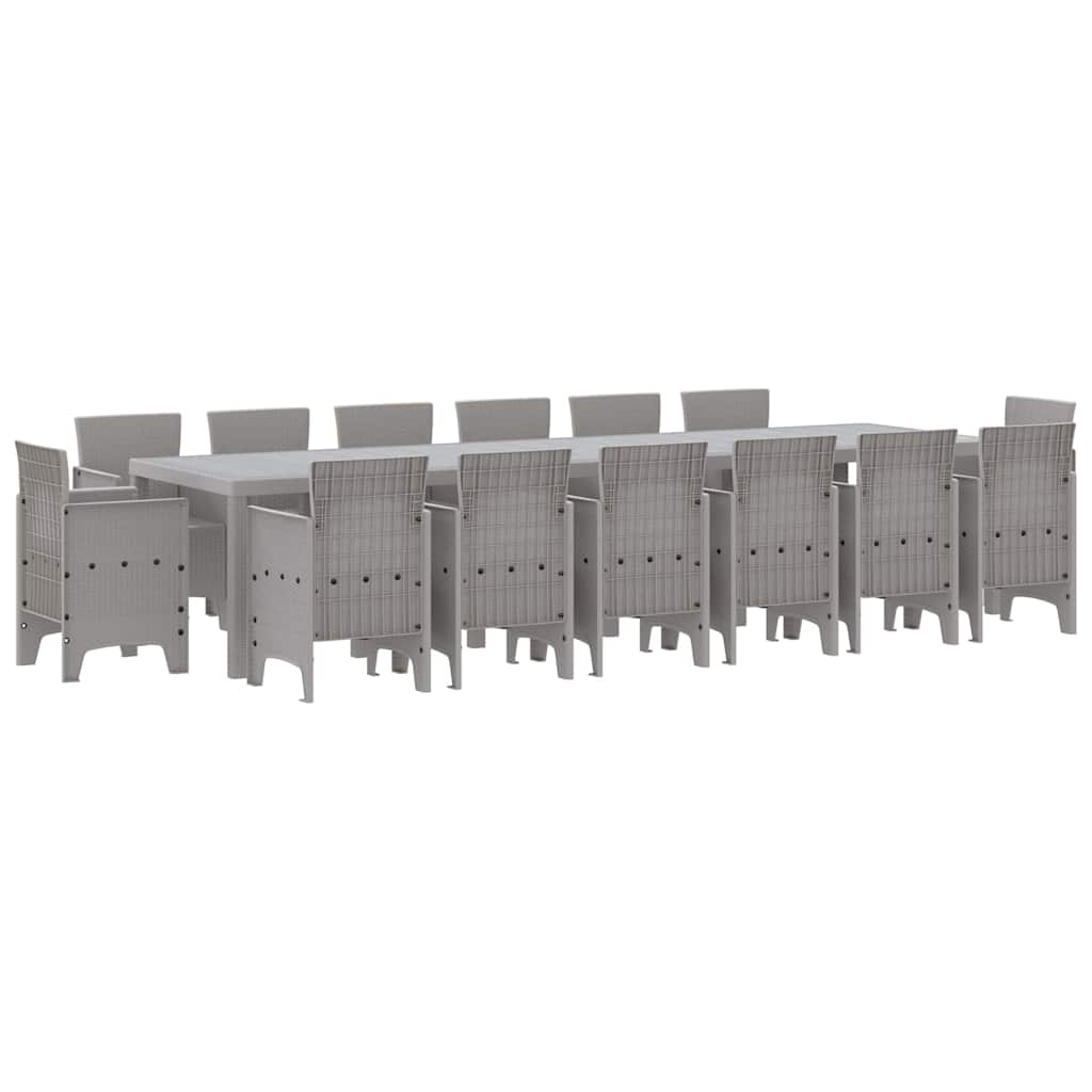 vidaXL Zestaw do jadalni w ogrodzie 15 pcs Jasnoszary Rattan Polt