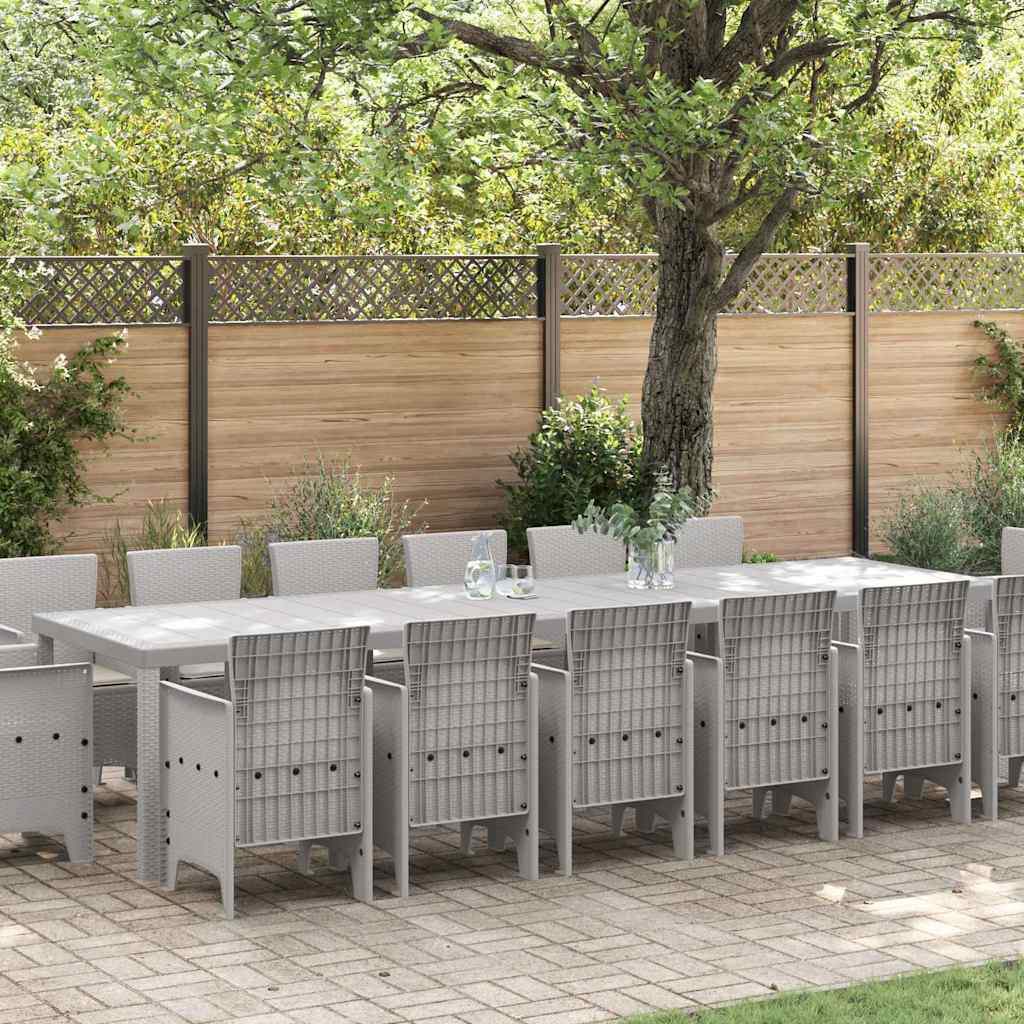 vidaXL Zestaw do jadalni w ogrodzie 15 pcs Jasnoszary Rattan Polt