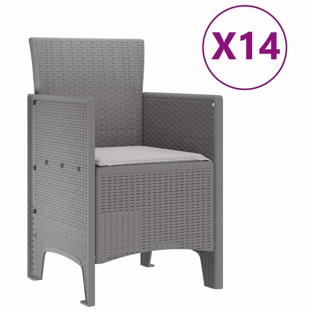 vidaXL Zestaw do jadalni w ogrodzie 15 szt. Jasnoszary Rattan Polt