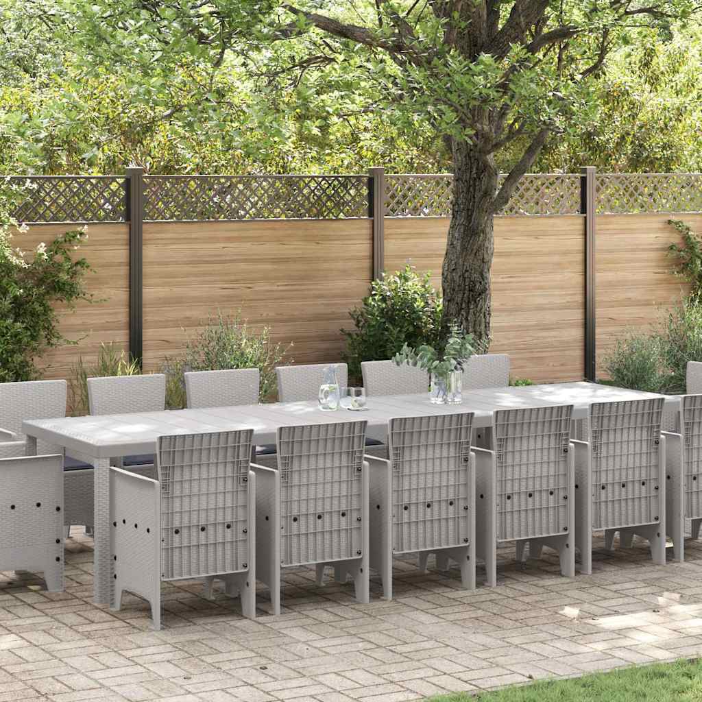 vidaXL Zestaw do jadalni w ogrodzie 15 pcs Jasnoszary Rattan Polt