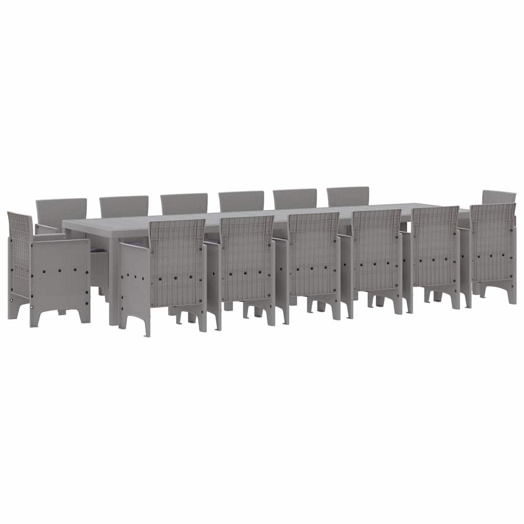 vidaXL Zestaw do jadalni w ogrodzie 15 pcs Jasnoszary Rattan Polt