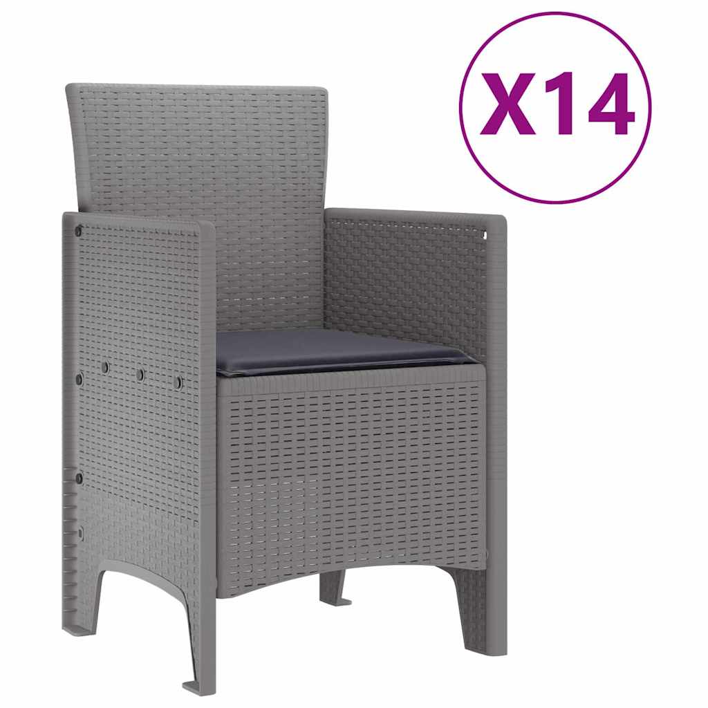 vidaXL Zestaw do jadalni w ogrodzie 15 pcs Jasnoszary Rattan Polt