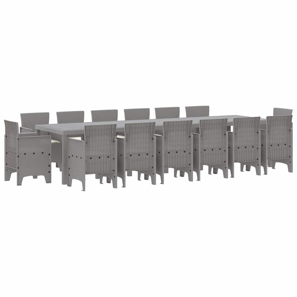 vidaXL Zestaw do jadalni w ogrodzie 15 pcs Jasnoszary Rattan Polt