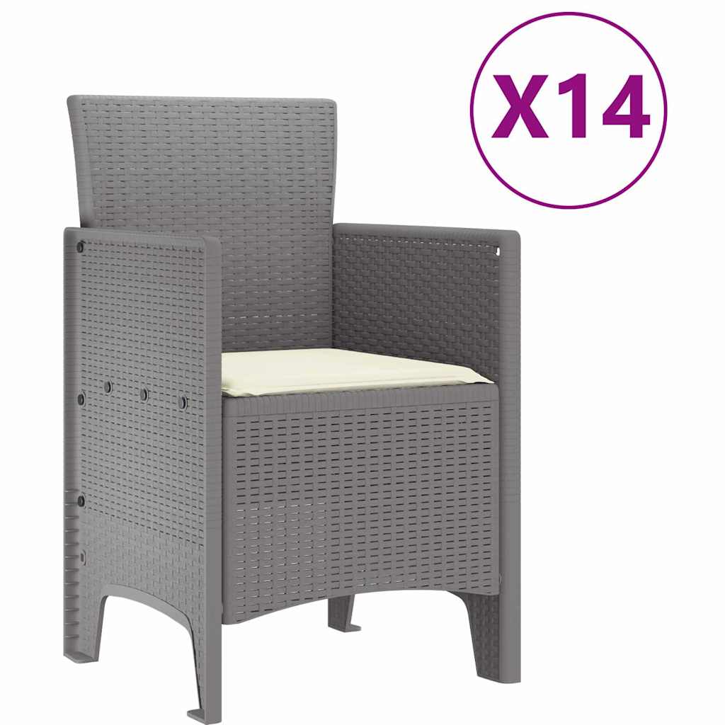 vidaXL Zestaw do jadalni w ogrodzie 15 pcs Jasnoszary Rattan Polt