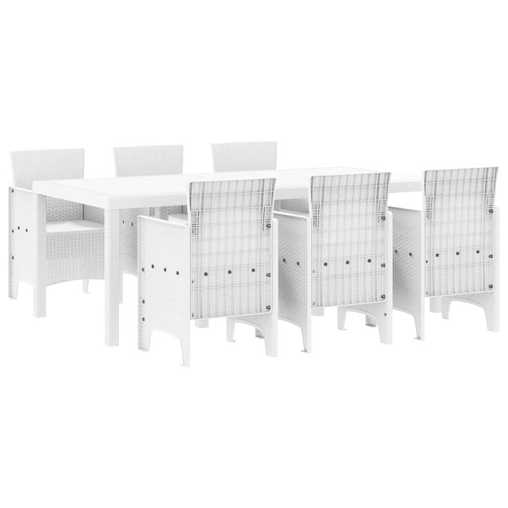 vidaXL Zestaw do jadalni w ogrodzie 7 pcs Biały polipropylen