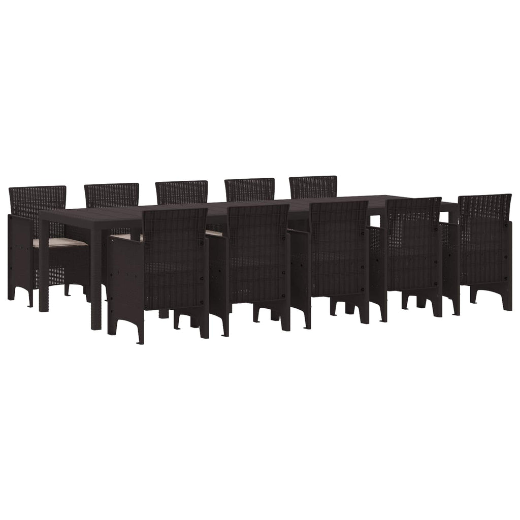 vidaXL Zestaw do jadalni w ogrodzie 11 pcs Brązowy i Taupe Polirattan