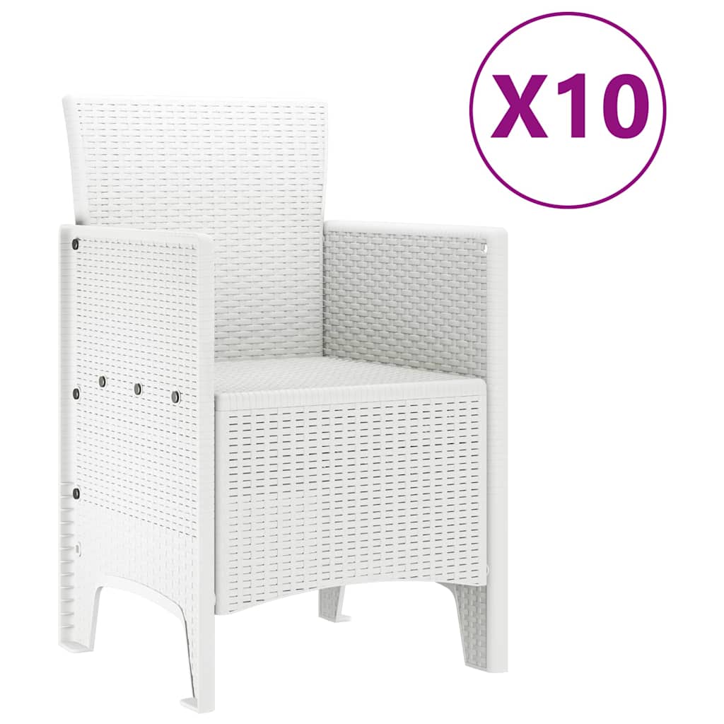 vidaXL Zestaw do jadalni w ogrodzie 11 pcs Biały Rattan i Stal
