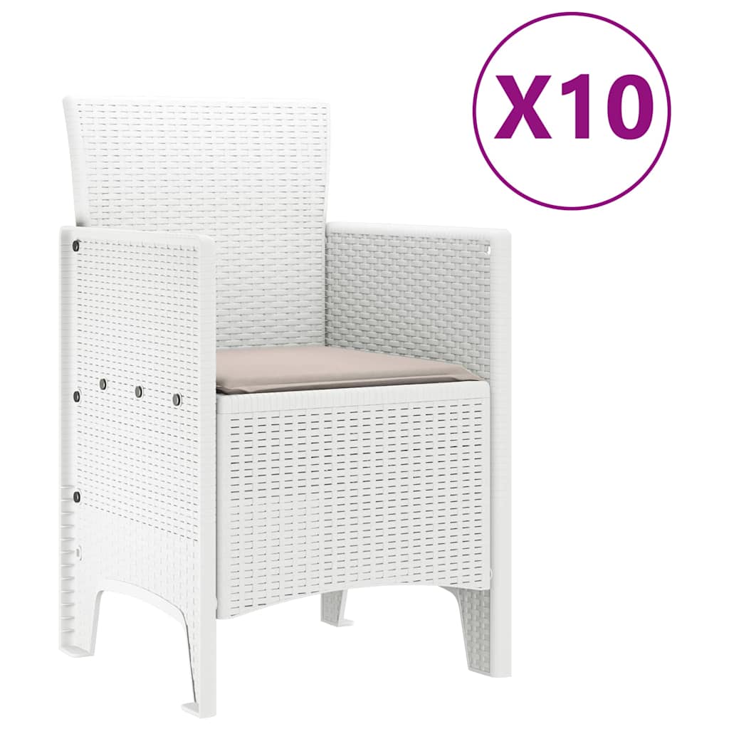 vidaXL Zestaw do jadalni w ogrodzie z poduszką 11 pcs Biały i taupe