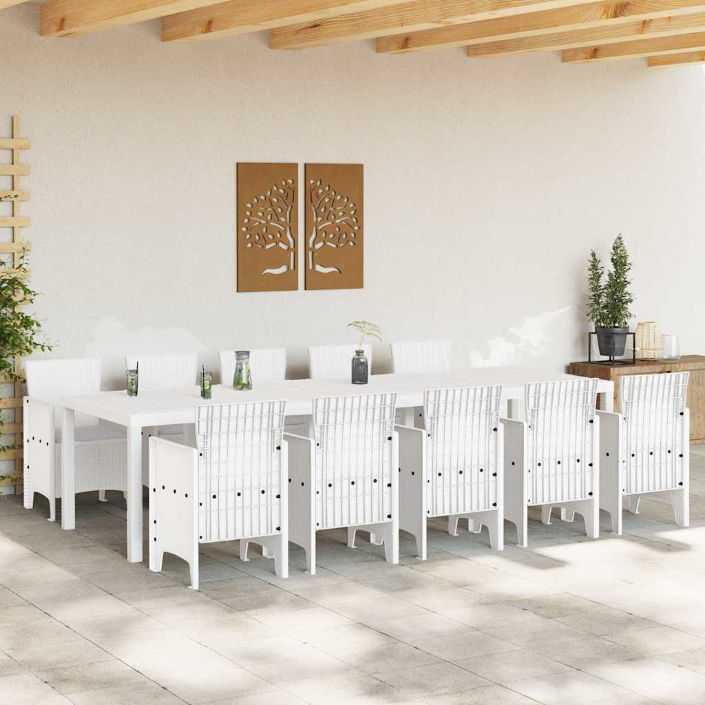 vidaXL Zestaw do jadalni w ogrodzie 11 pcs Biały i jasnoszary