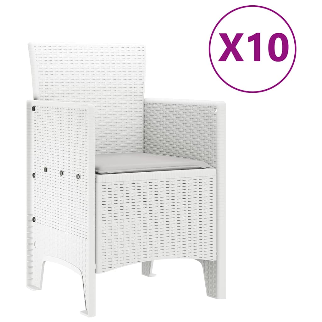 vidaXL Zestaw do jadalni w ogrodzie 11 pcs Biały i jasnoszary
