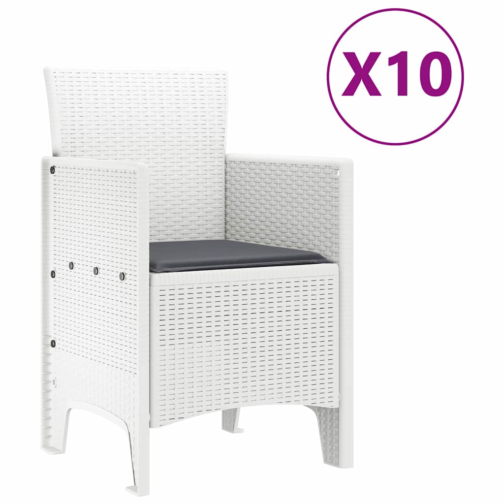 vidaXL Zestaw do jadalni w ogrodzie z poduszką 11 pcs Biały
