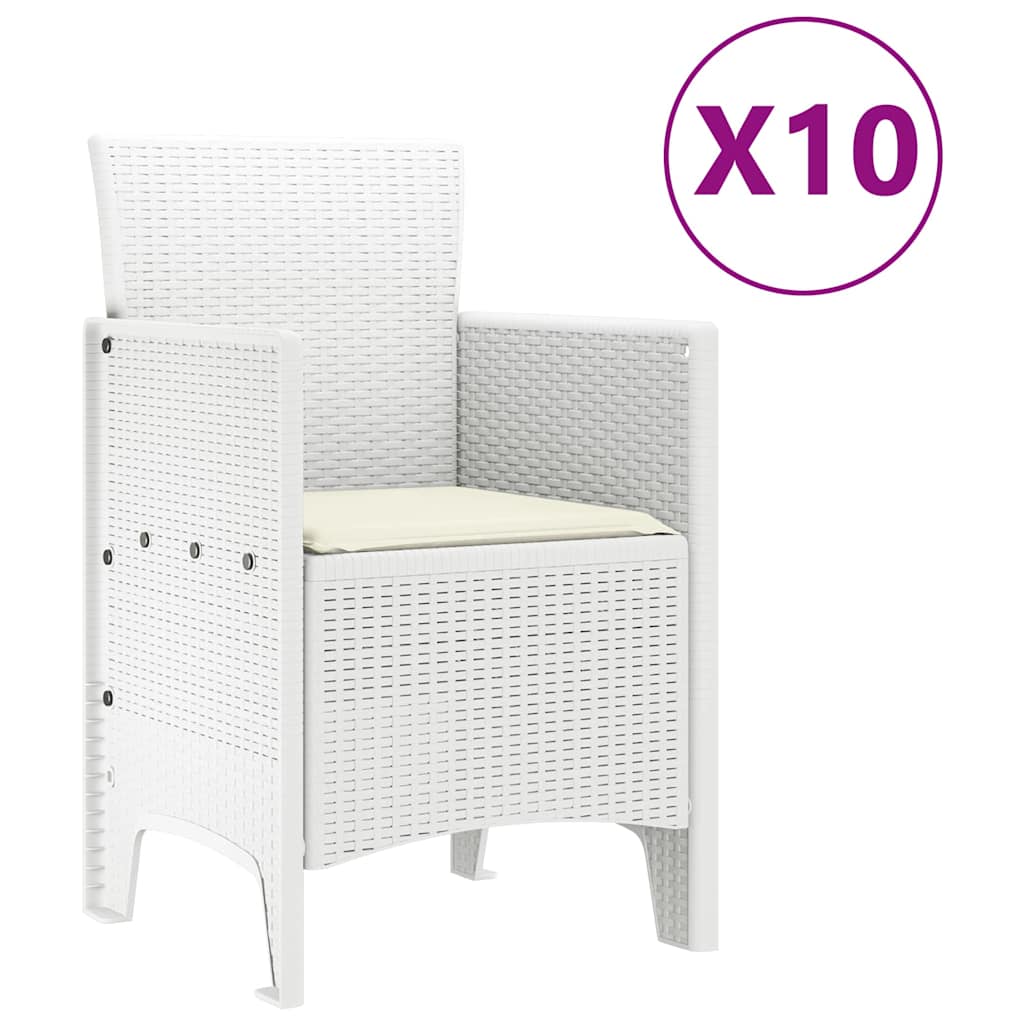 vidaXL Zestaw do jadalni w ogrodzie z poduszką 11 pcs Biały