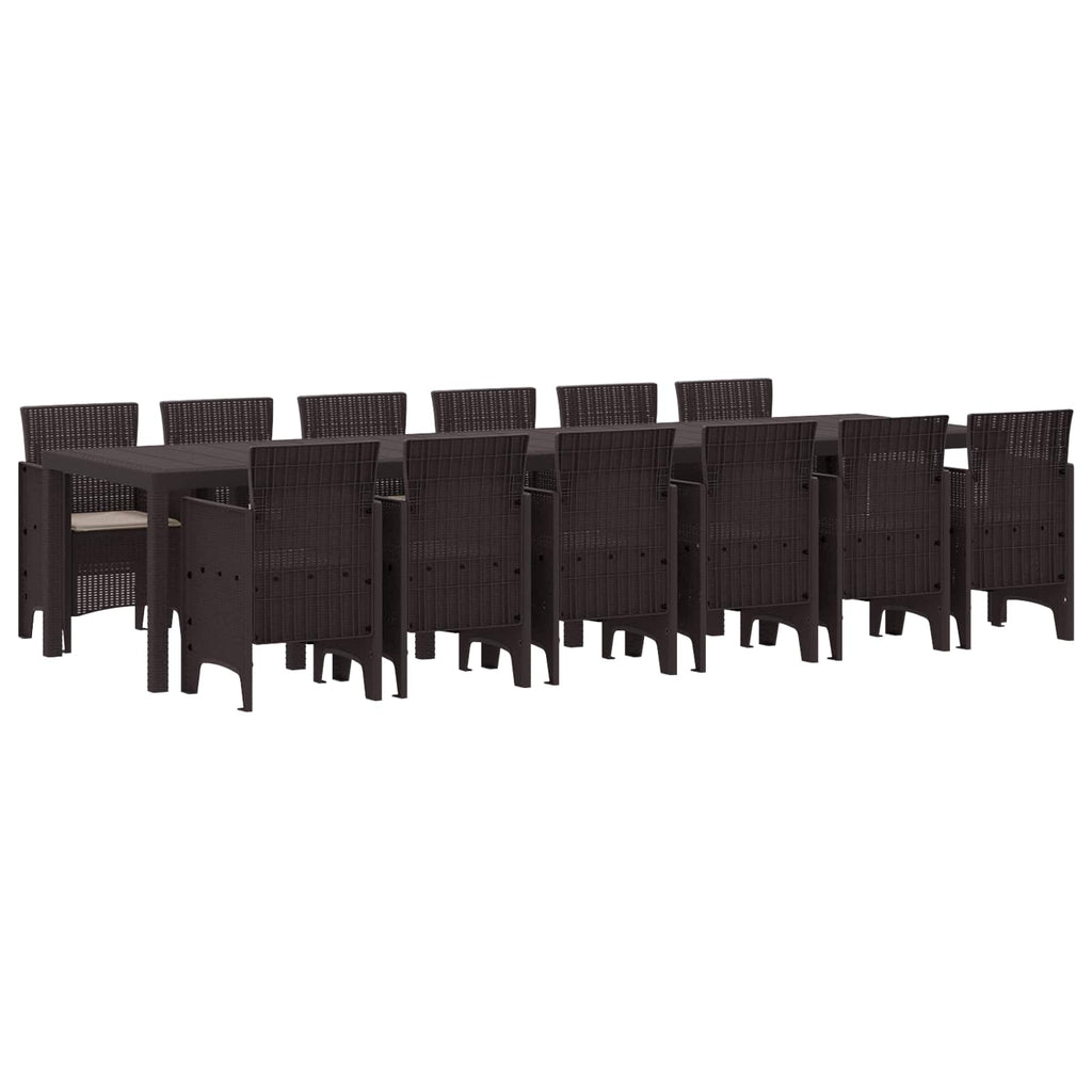 vidaXL Zestaw do jadalni w ogrodzie 13 pcs Brązowy Rattan Polt