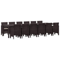vidaXL Zestaw do jadalni w ogrodzie 13 pcs Brązowy Rattan Polt