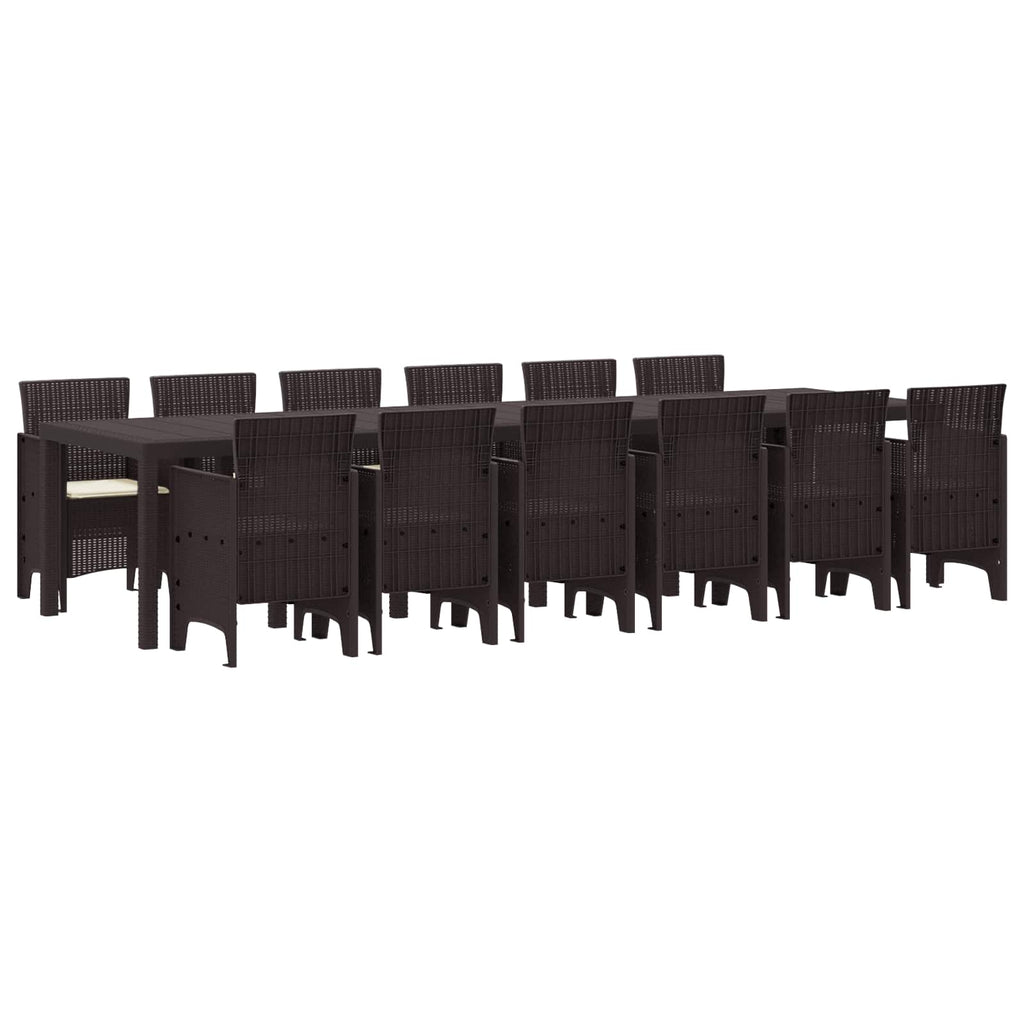 vidaXL Zestaw do jadalni w ogrodzie 13 pcs Brązowy Rattan Polt