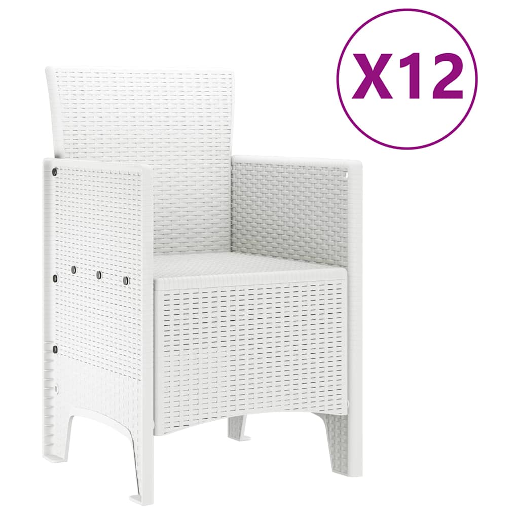 vidaXL Zestaw do jadalni w ogrodzie 13 pcs Biały Rattan Polt
