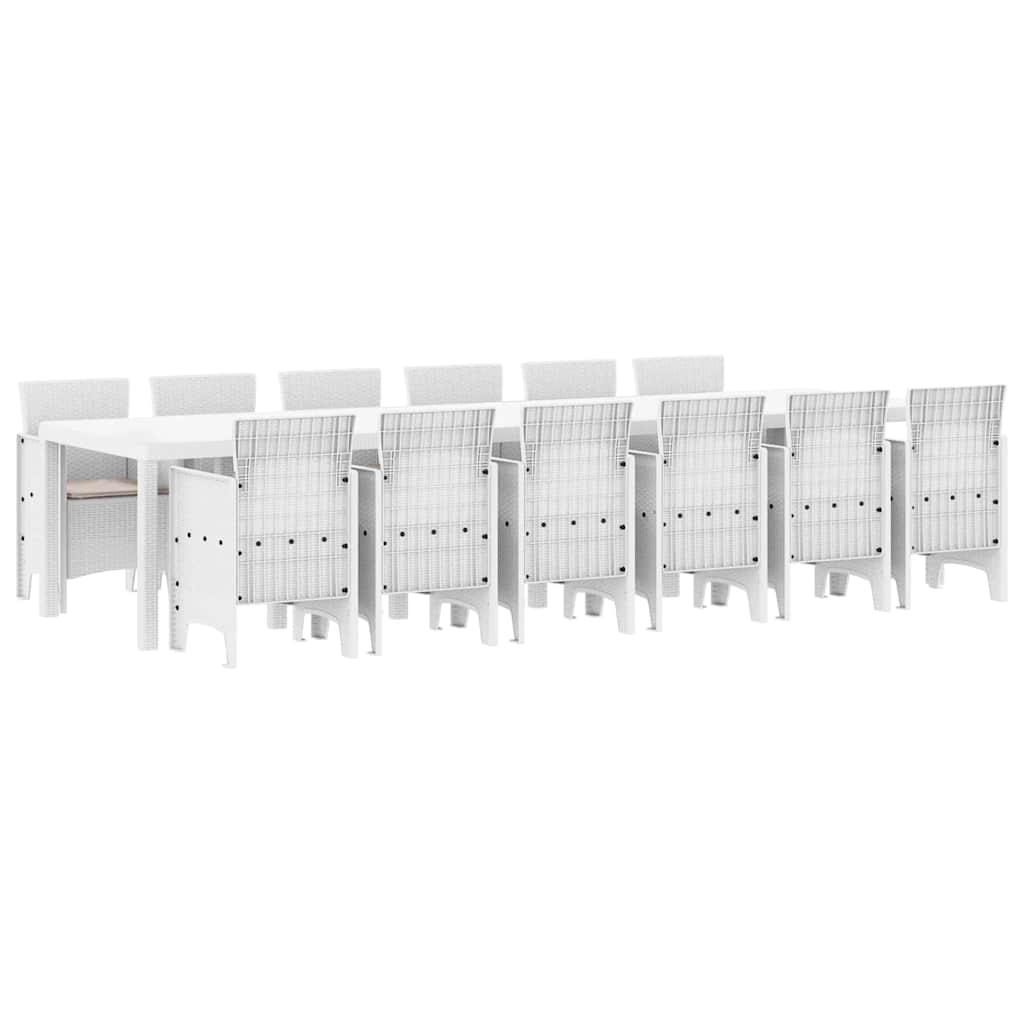 vidaXL Zestaw do jadalni w ogrodzie 13 pcs Biały Rattan Polt