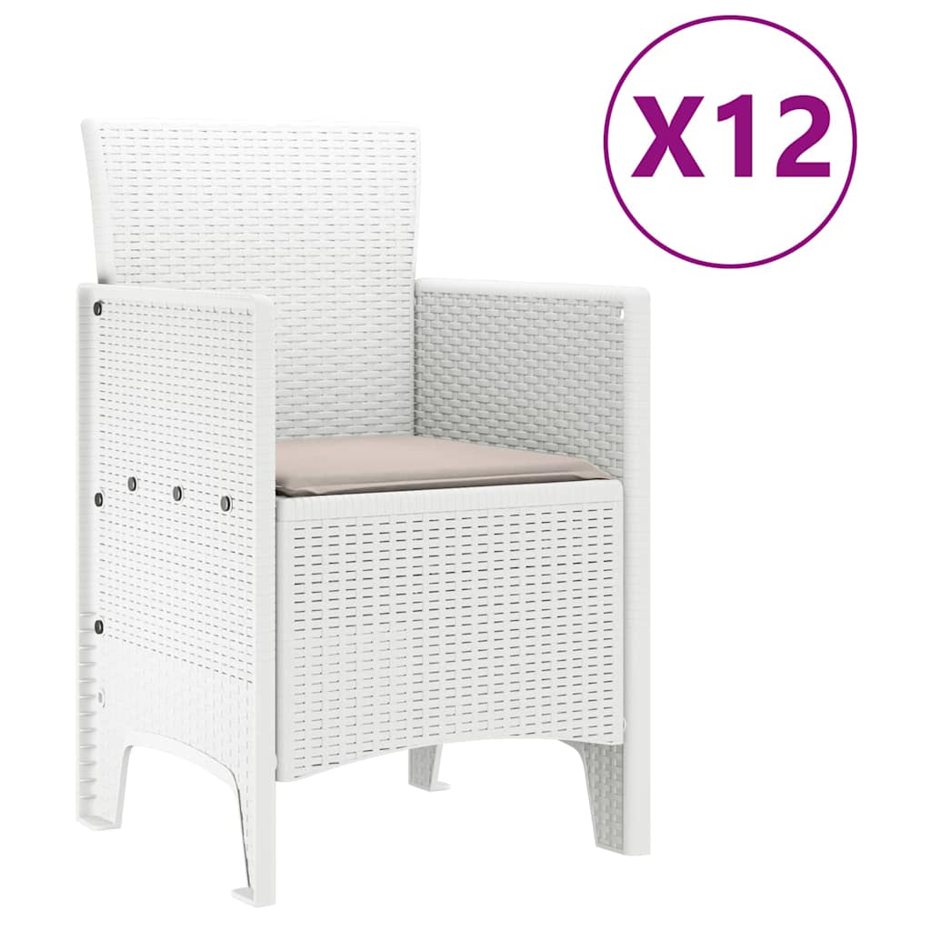 vidaXL Zestaw do jadalni w ogrodzie 13 pcs Biały Rattan Polt