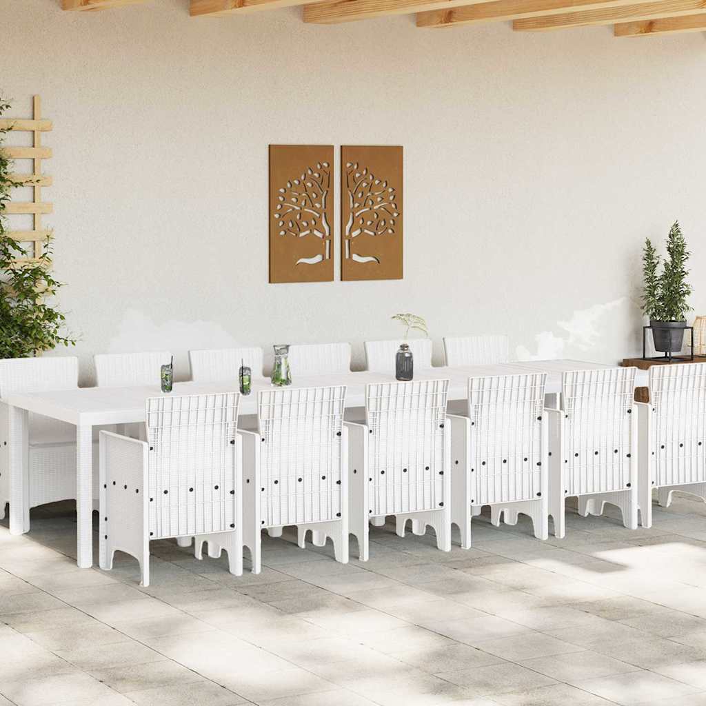 vidaXL Zestaw do jadalni w ogrodzie 13 pcs Biały Rattan Polt